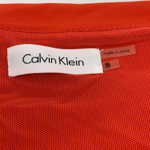 NWT Calvin Klein Ruched Zippered Sleeveless Knit Top Fire Orange/Red Small - Picture 3 of 10